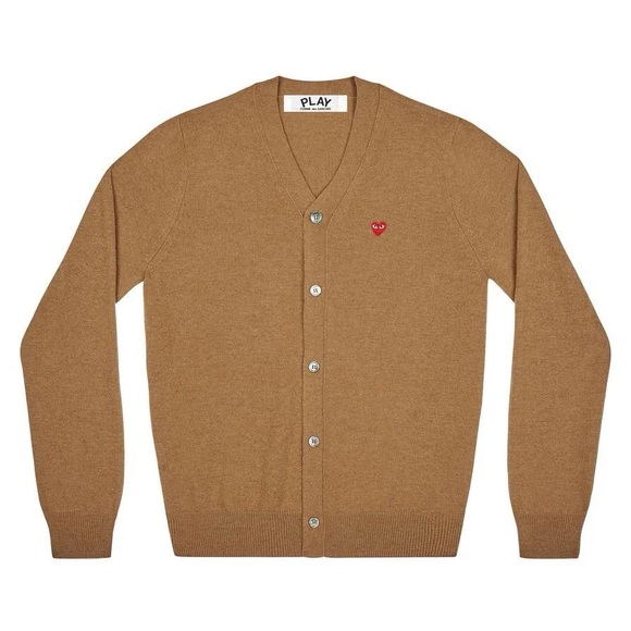 Comme des Garçons Play Mini Heart cardigan tan brown L - Picture 1 of 10